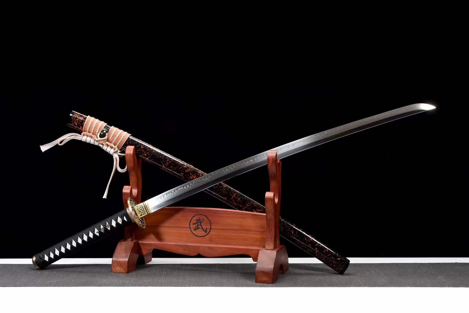 Hand Forged Japanese Samurai Katana Desert T10 Turns the soil to burn blade - Tophatter Daily Deals