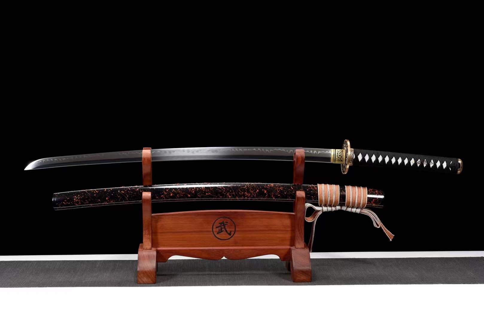 Hand Forged Japanese Samurai Katana Desert T10 Turns the soil to burn blade - Tophatter Daily Deals