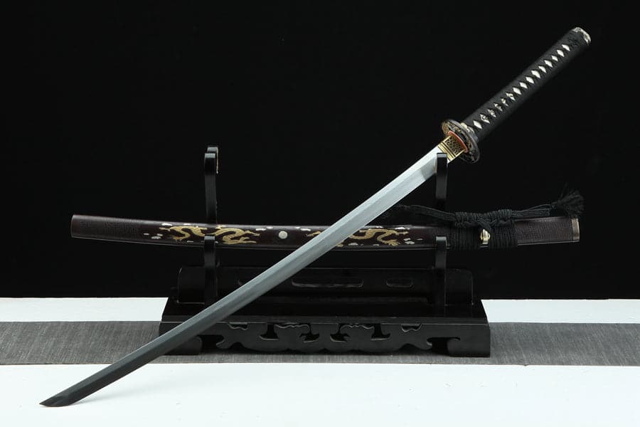 Hand Forged Japanese Samurai Katana Double Dragon Pattern Steel - Tophatter Daily Deals