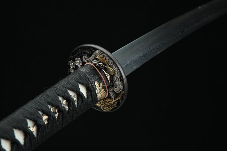 Hand Forged Japanese Samurai Katana Double Dragon Pattern Steel - Tophatter Daily Deals