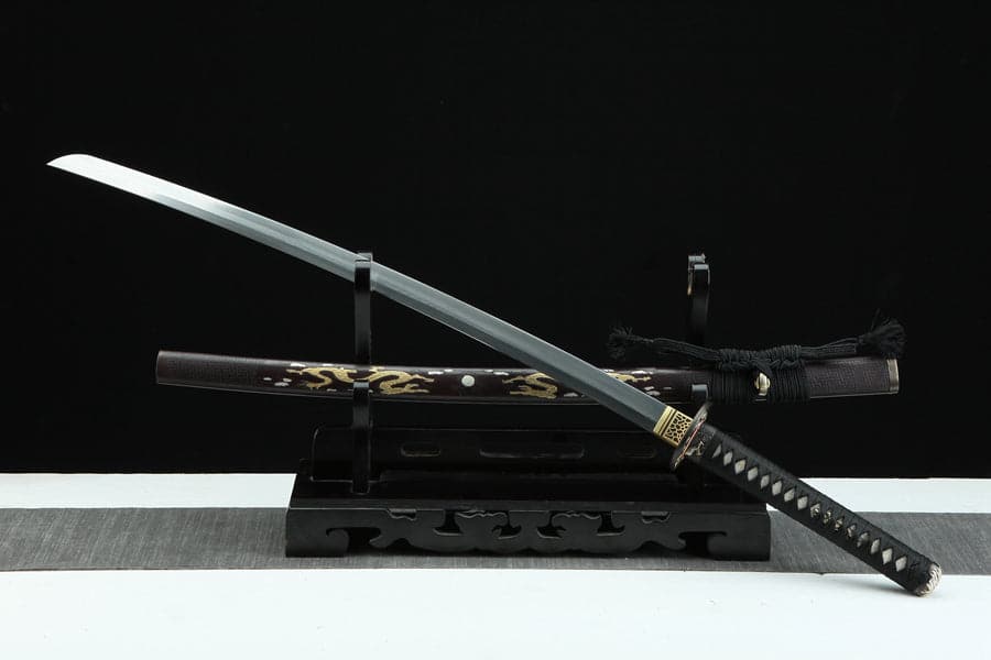 Hand Forged Japanese Samurai Katana Double Dragon Pattern Steel - Tophatter Daily Deals