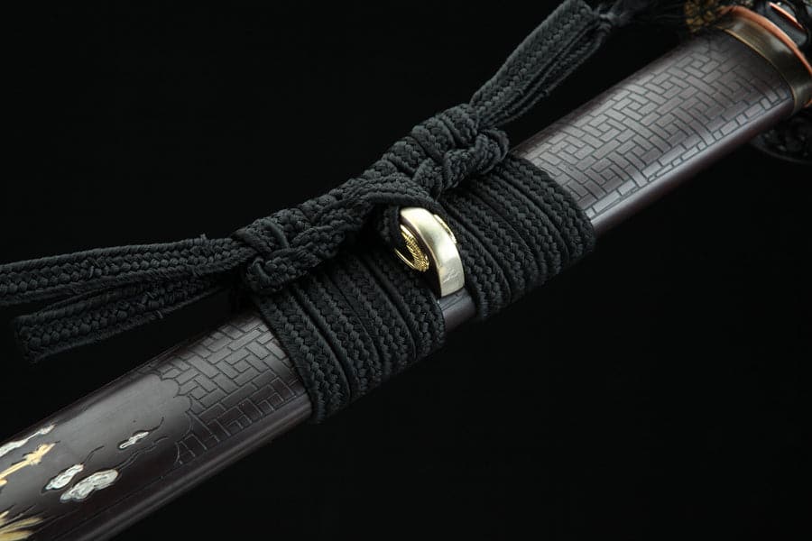 Hand Forged Japanese Samurai Katana Double Dragon Pattern Steel - Tophatter Daily Deals