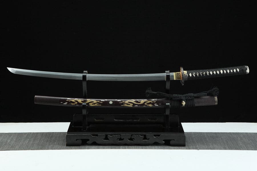 Hand Forged Japanese Samurai Katana Double Dragon Pattern Steel - Tophatter Daily Deals