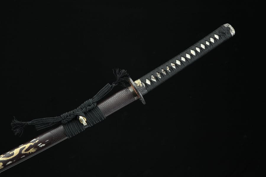 Hand Forged Japanese Samurai Katana Double Dragon Pattern Steel - Tophatter Daily Deals