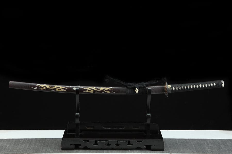 Hand Forged Japanese Samurai Katana Double Dragon Pattern Steel - Tophatter Daily Deals