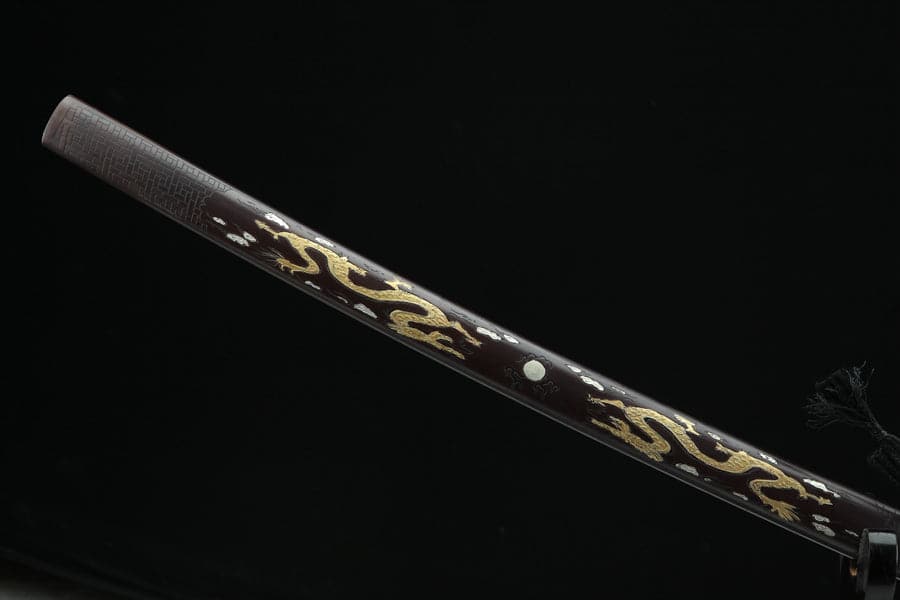 Hand Forged Japanese Samurai Katana Double Dragon Pattern Steel - Tophatter Daily Deals
