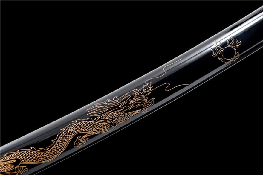 Hand Forged Japanese Samurai Katana Dragon King High Manganese Steel Baked gold blades - Tophatter Daily Deals