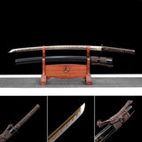 Hand Forged Japanese Samurai Katana Dragon King High Manganese Steel Baked gold blades - Tophatter Daily Deals