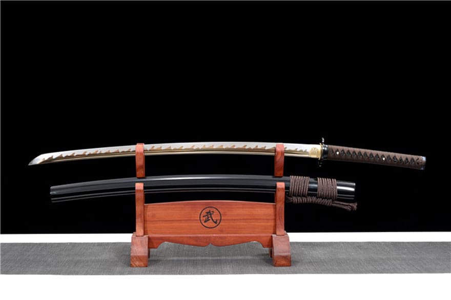 Hand Forged Japanese Samurai Katana Dragon King High Manganese Steel Baked gold blades - Tophatter Daily Deals