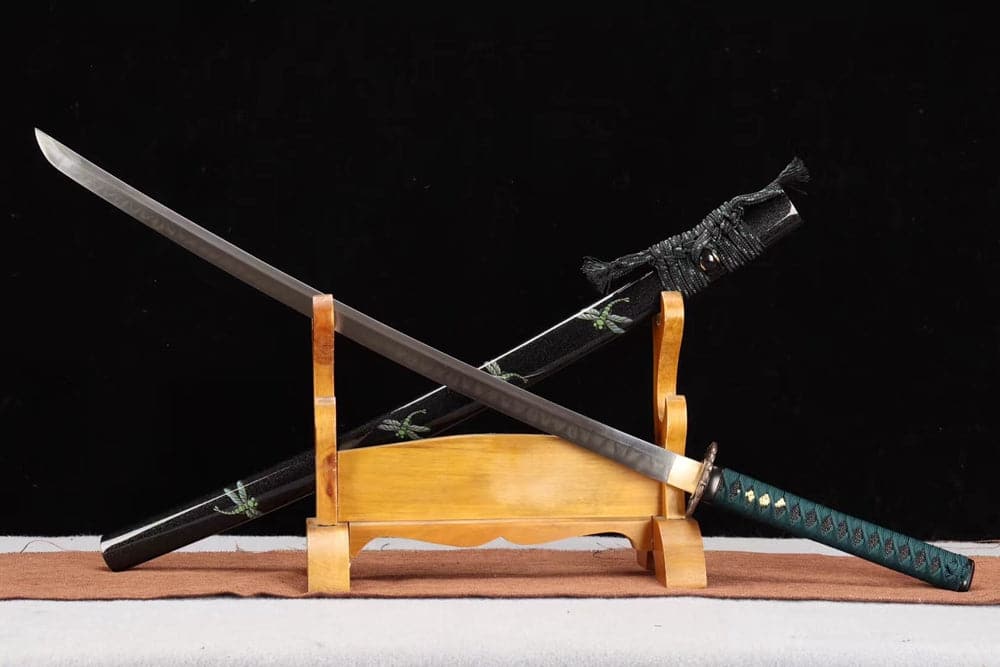 Hand Forged Japanese Samurai Katana Dragonfly Specialty leaf pattern burnishing blade - Tophatter Daily Deals
