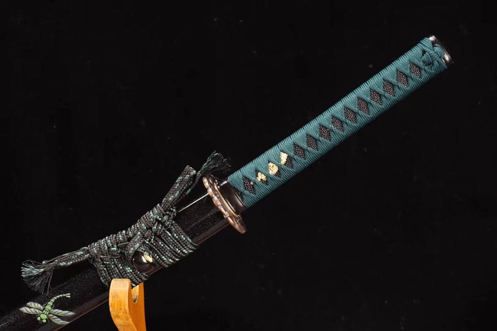 Hand Forged Japanese Samurai Katana Dragonfly Specialty leaf pattern burnishing blade - Tophatter Daily Deals
