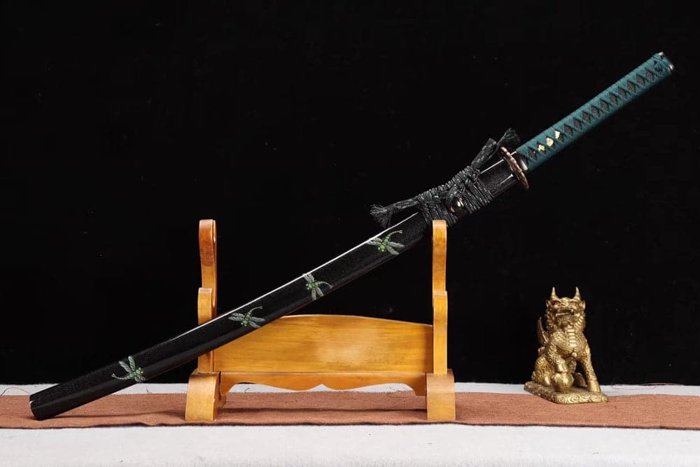 Hand Forged Japanese Samurai Katana Dragonfly Specialty leaf pattern burnishing blade - Tophatter Daily Deals