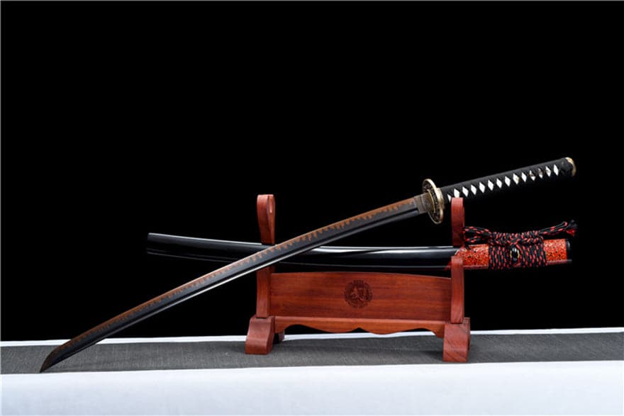 Hand Forged Japanese Samurai Katana Drop in the ocean T10 Carbon steel Blackening process - Tophatter Daily Deals