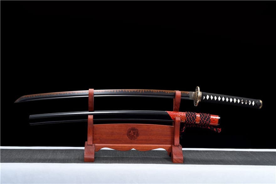 Hand Forged Japanese Samurai Katana Drop in the ocean T10 Carbon steel Blackening process - Tophatter Daily Deals