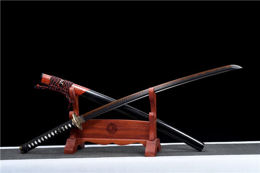 Hand Forged Japanese Samurai Katana Drop in the ocean T10 Carbon steel Blackening process - Tophatter Daily Deals