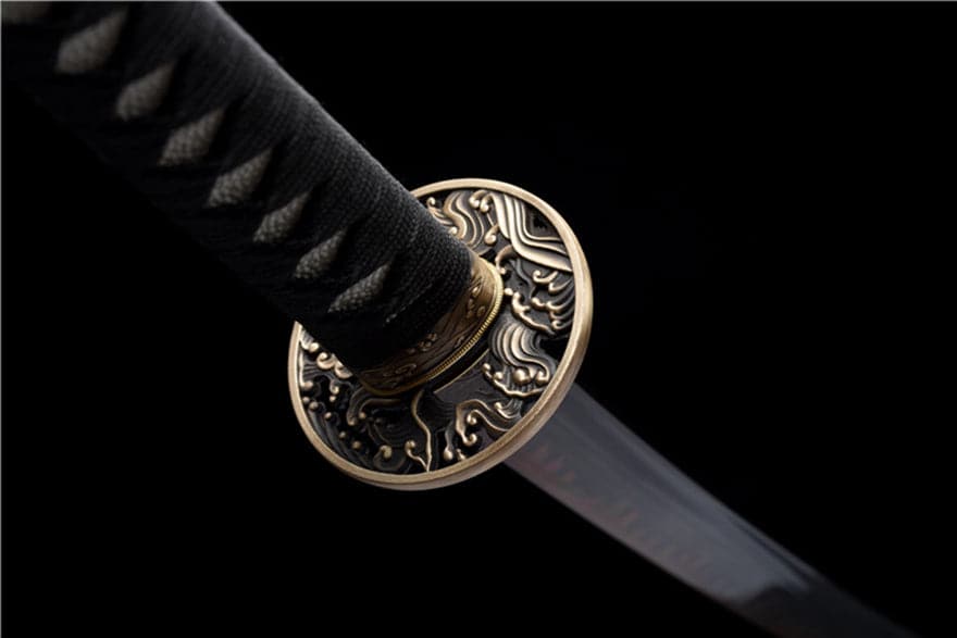 Hand Forged Japanese Samurai Katana Drop in the ocean T10 Carbon steel Blackening process - Tophatter Daily Deals