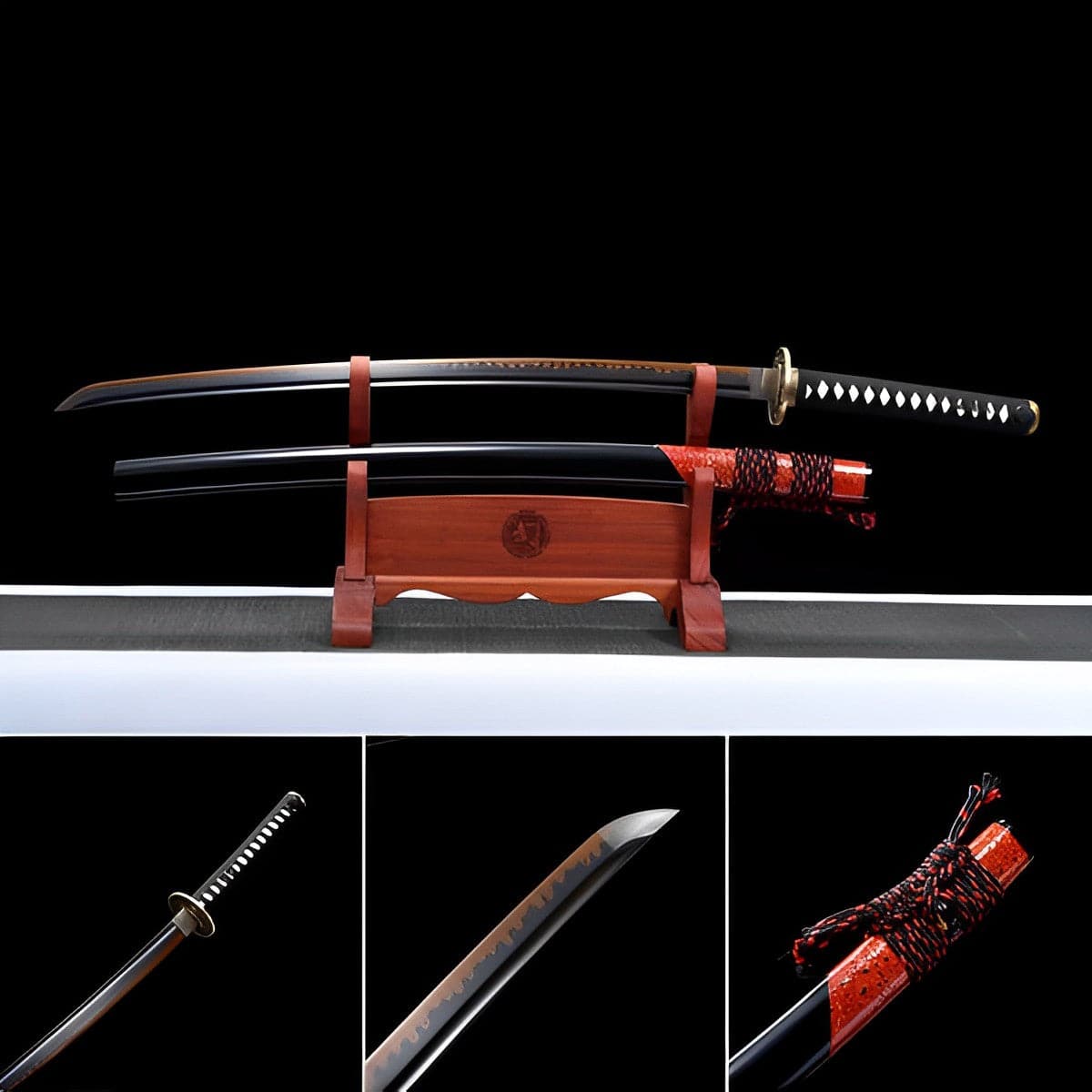 Hand Forged Japanese Samurai Katana Drop in the ocean T10 Carbon steel Blackening process - Tophatter Daily Deals