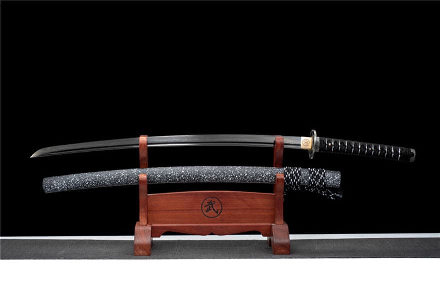 Hand Forged Japanese Samurai Katana Eagle Eye Pattern Steel Black Blade - Tophatter Daily Deals