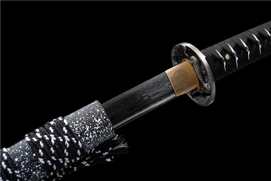 Hand Forged Japanese Samurai Katana Eagle Eye Pattern Steel Black Blade - Tophatter Daily Deals