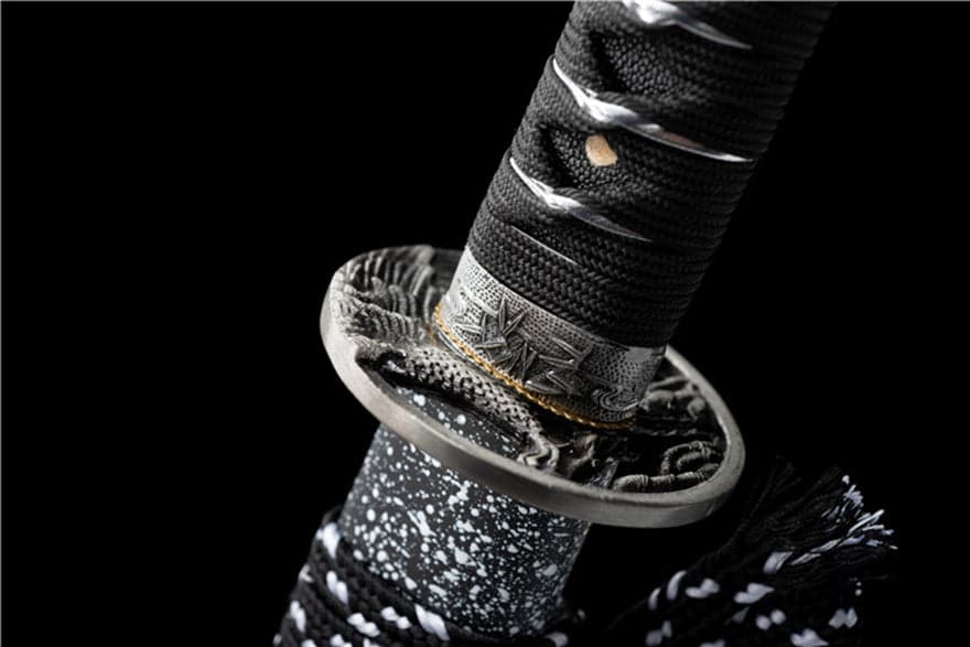 Hand Forged Japanese Samurai Katana Eagle Eye Pattern Steel Black Blade - Tophatter Daily Deals