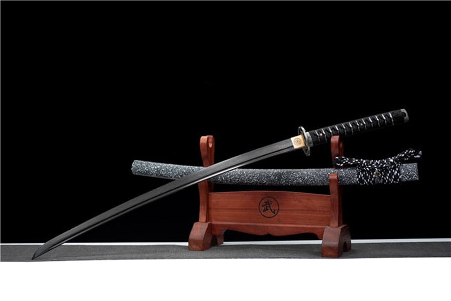 Hand Forged Japanese Samurai Katana Eagle Eye Pattern Steel Black Blade - Tophatter Daily Deals