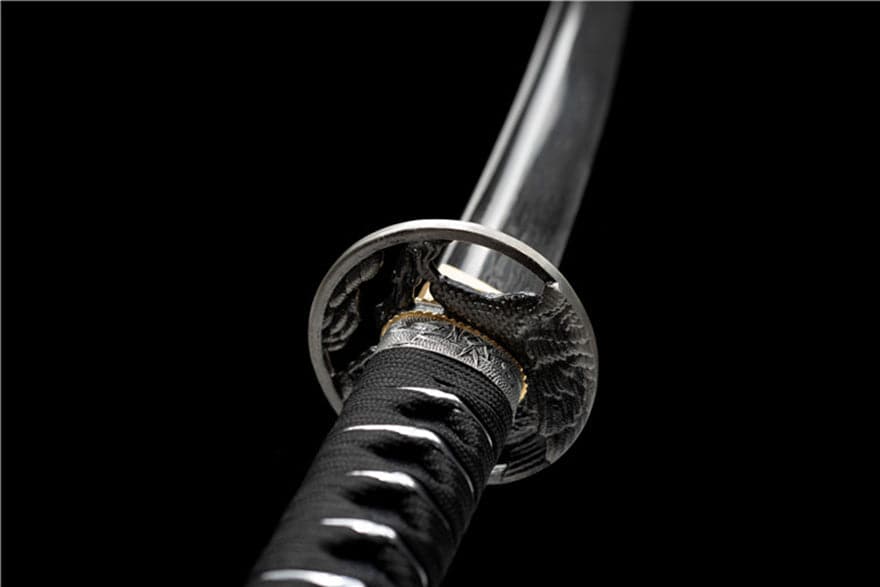 Hand Forged Japanese Samurai Katana Eagle Eye Pattern Steel Black Blade - Tophatter Daily Deals