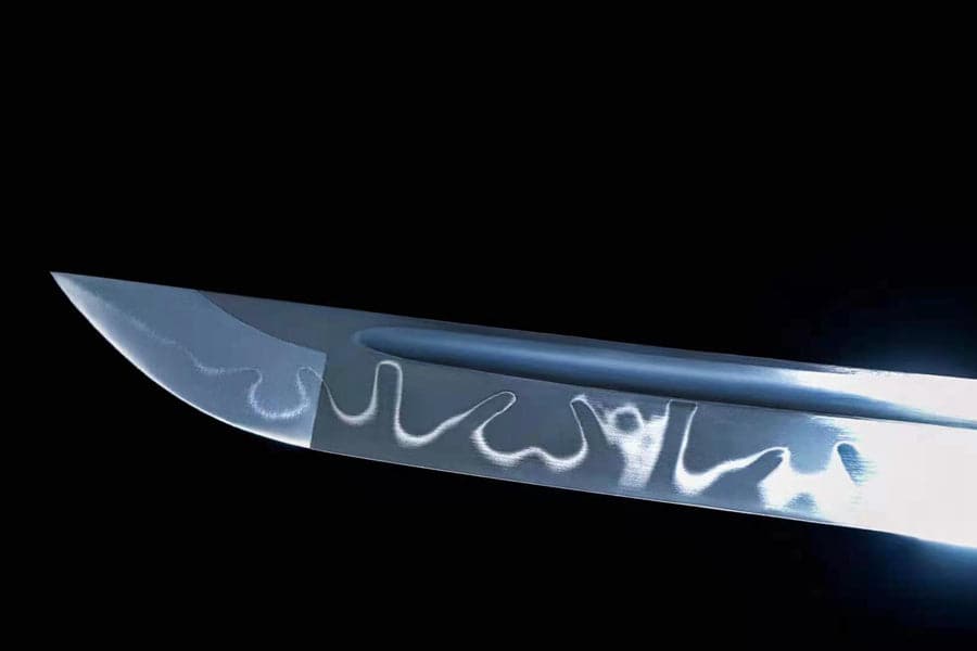 Hand Forged Japanese Samurai Katana Fine Iron Mounted Burnt Edge T10 Carbon steel Blue - Tophatter Daily Deals