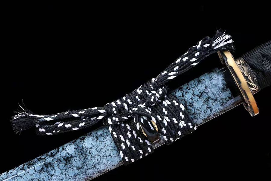 Hand Forged Japanese Samurai Katana Fine Iron Mounted Burnt Edge T10 Carbon steel Blue - Tophatter Daily Deals