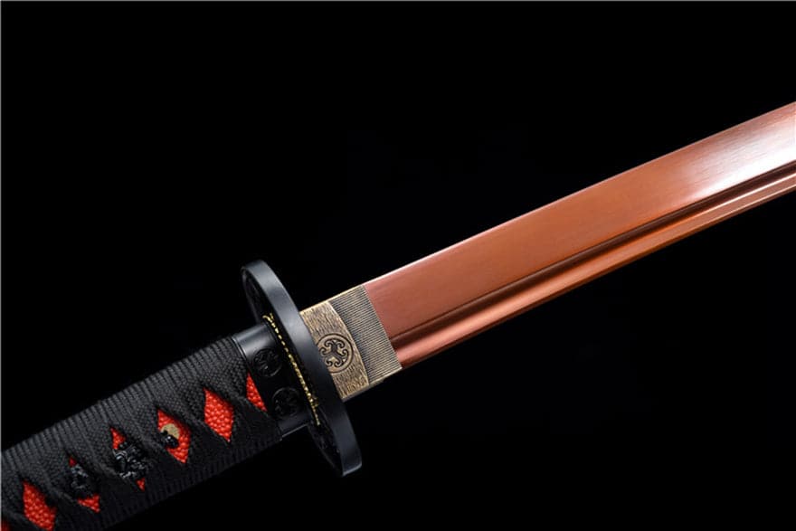 Hand Forged Japanese Samurai Katana Flame 9260 Spring Steel Reddening of the blade - Tophatter Daily Deals