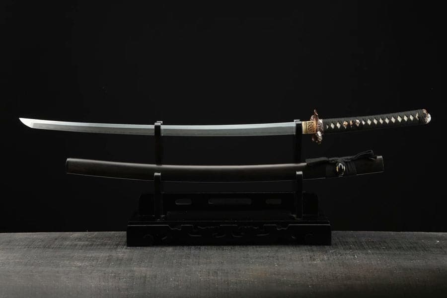 Hand Forged Japanese Samurai Katana Frog Prince Pattern Steel Gilt Silver Guard - Tophatter Daily Deals