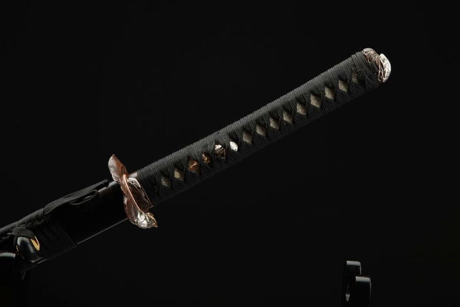 Hand Forged Japanese Samurai Katana Frog Prince Pattern Steel Gilt Silver Guard - Tophatter Daily Deals