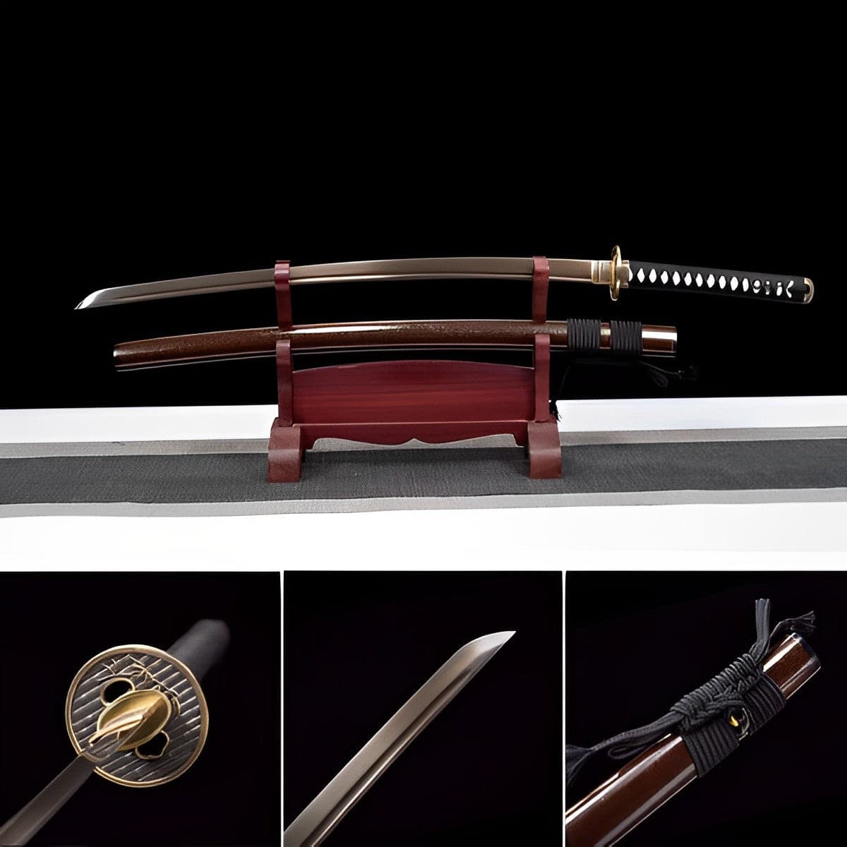 Hand Forged Japanese Samurai Katana Golden Bamboo Damascus Steel Full Tang - Tophatter Daily Deals