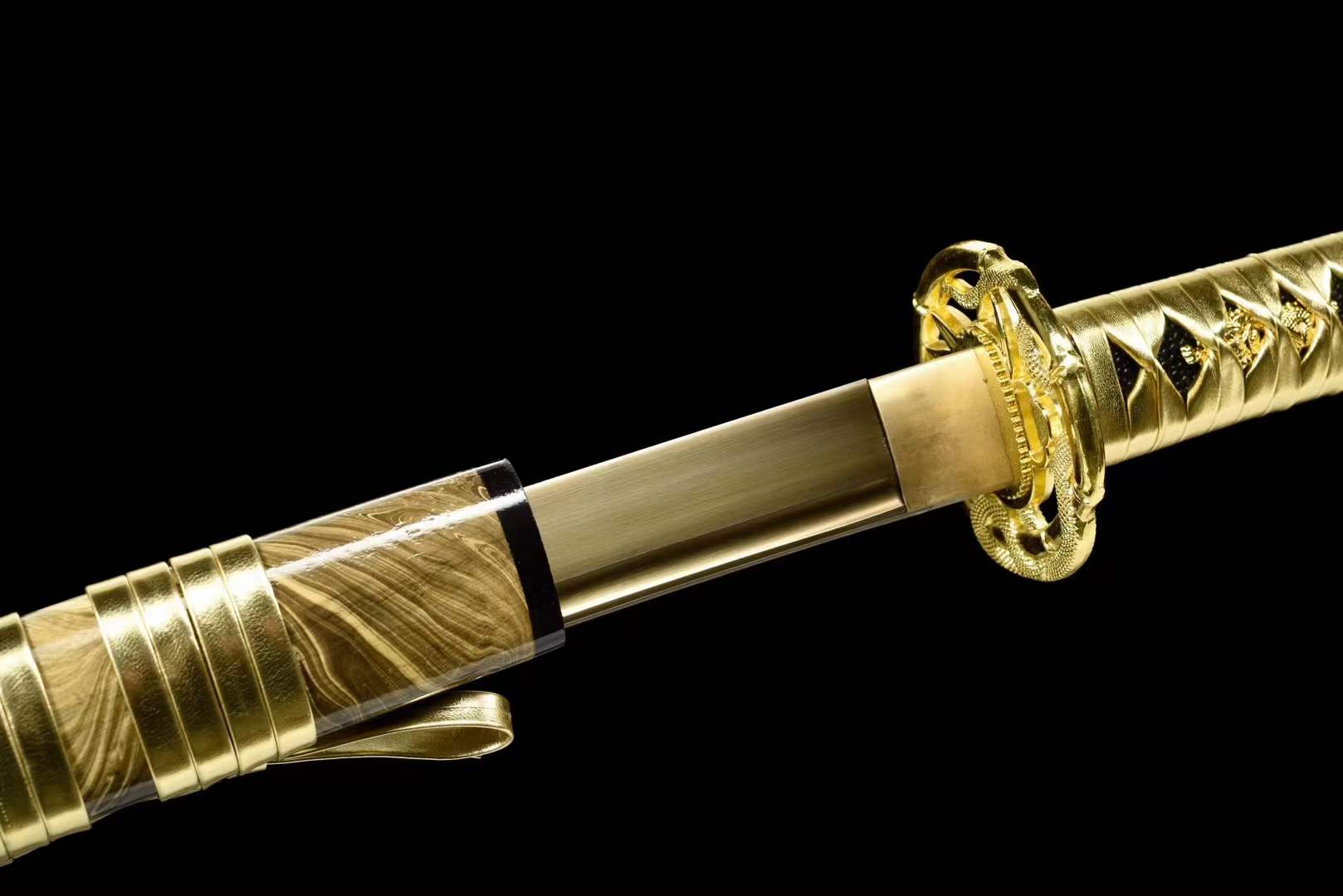 Hand Forged Japanese Samurai Katana Golden Snake High Manganese Steel Hand grinding - Tophatter Daily Deals