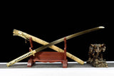 Hand Forged Japanese Samurai Katana Golden Snake High Manganese Steel Hand grinding - Tophatter Daily Deals