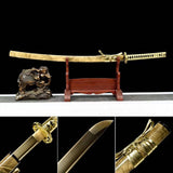 Hand Forged Japanese Samurai Katana Golden Snake High Manganese Steel Hand grinding - Tophatter Daily Deals