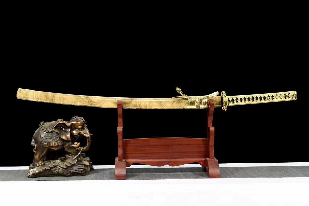Hand Forged Japanese Samurai Katana Golden Snake High Manganese Steel Hand grinding - Tophatter Daily Deals