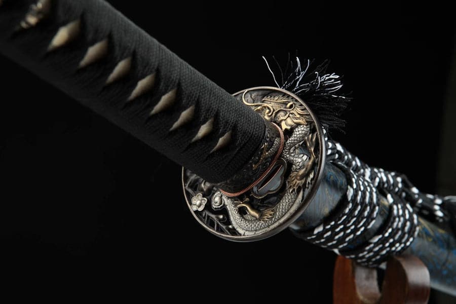 Hand Forged Japanese Samurai Katana Green Dragon Blade Plate Pattern Steel Blue - Tophatter Daily Deals