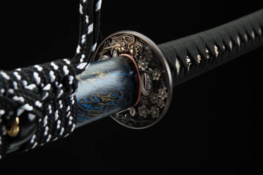 Hand Forged Japanese Samurai Katana Green Dragon Blade Plate Pattern Steel Blue - Tophatter Daily Deals