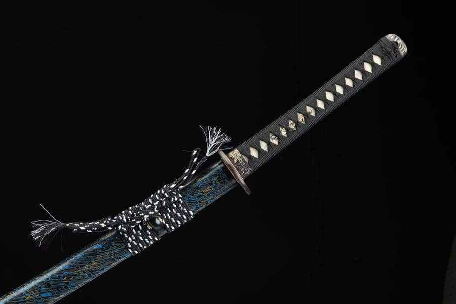 Hand Forged Japanese Samurai Katana Green Dragon Blade Plate Pattern Steel Blue - Tophatter Daily Deals