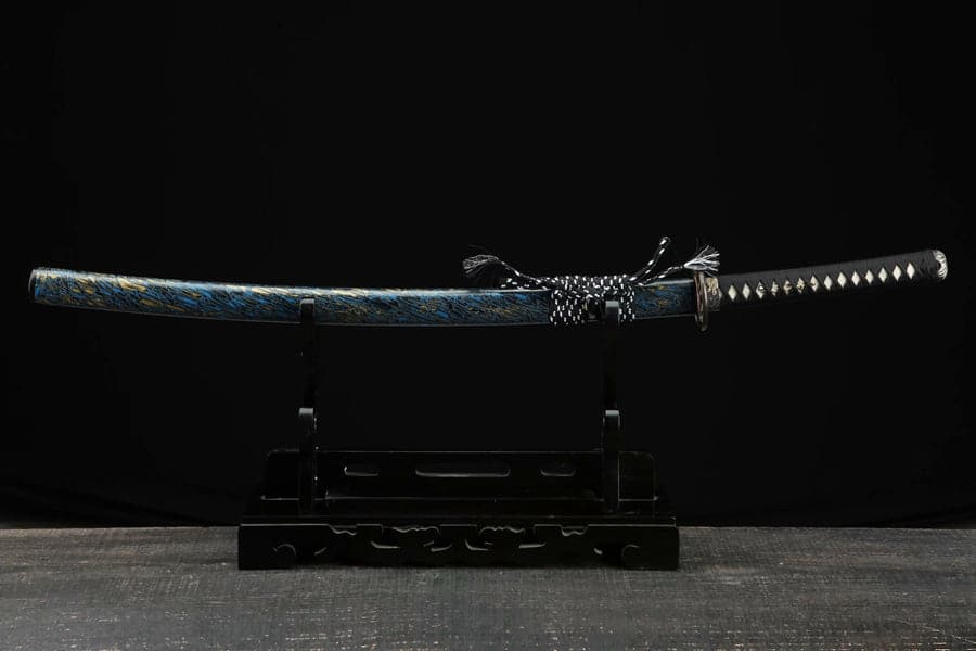 Hand Forged Japanese Samurai Katana Green Dragon Blade Plate Pattern Steel Blue - Tophatter Daily Deals