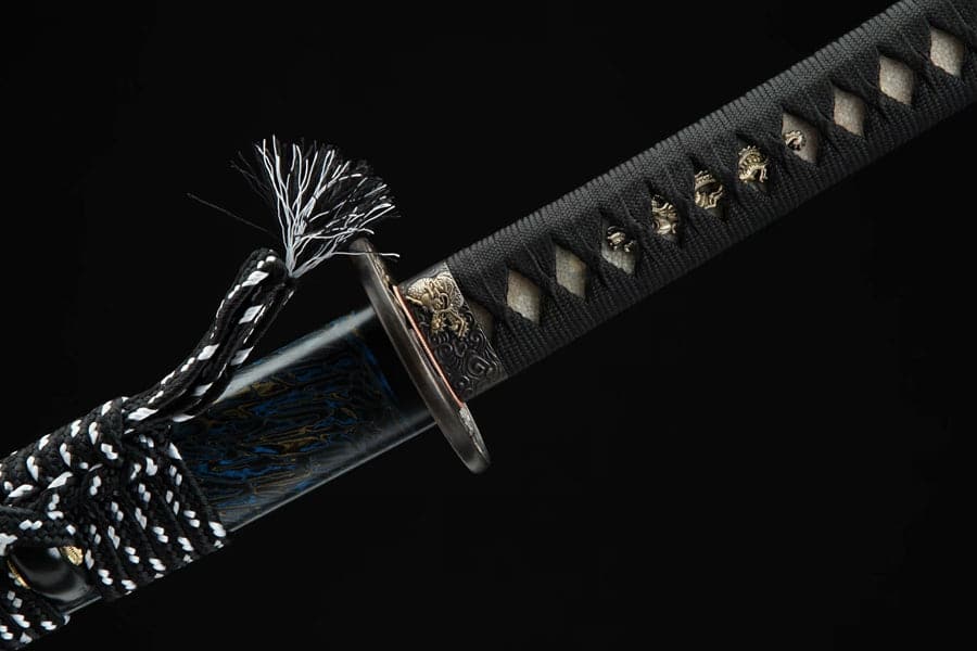 Hand Forged Japanese Samurai Katana Green Dragon Blade Plate Pattern Steel Blue - Tophatter Daily Deals