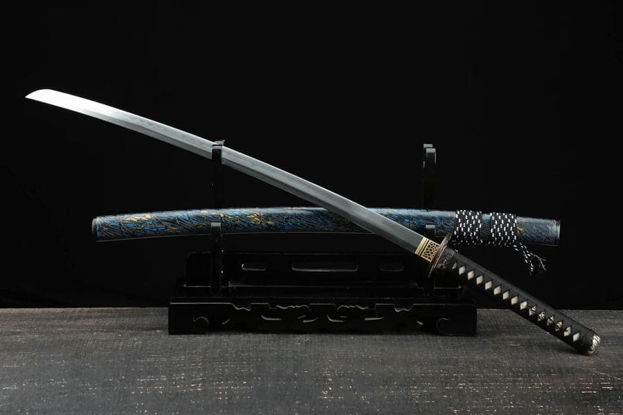 Hand Forged Japanese Samurai Katana Green Dragon Blade Plate Pattern Steel Blue - Tophatter Daily Deals