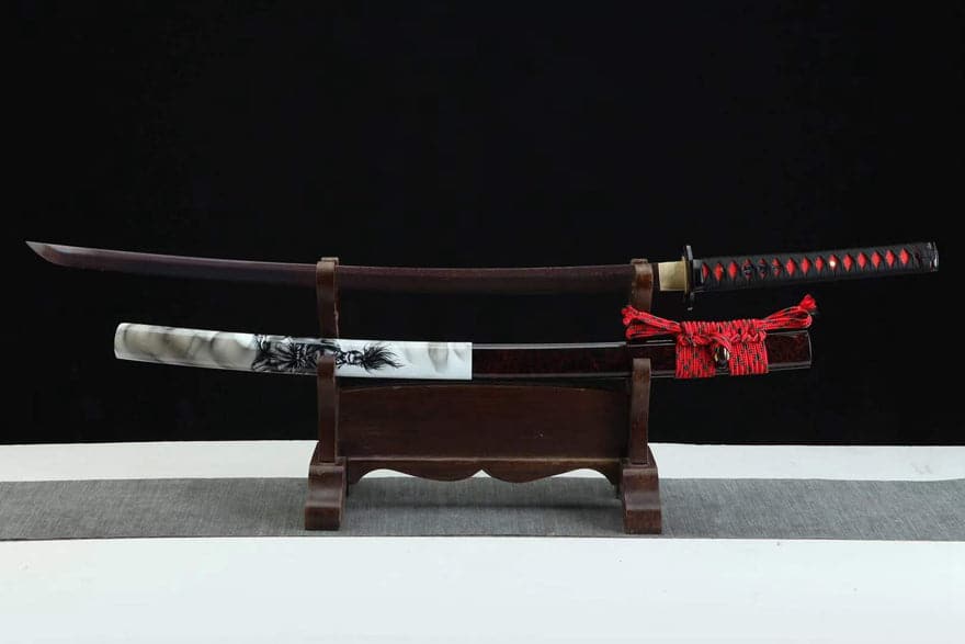Hand Forged Japanese Samurai Katana Ichiro Sugimoto Damascus Steel Purple Blade - Tophatter Daily Deals
