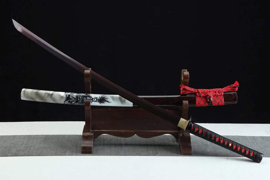 Hand Forged Japanese Samurai Katana Ichiro Sugimoto Damascus Steel Purple Blade - Tophatter Daily Deals