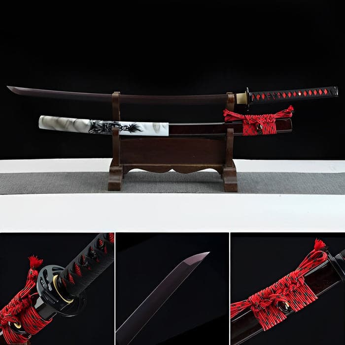 Hand Forged Japanese Samurai Katana Ichiro Sugimoto Damascus Steel Purple Blade - Tophatter Daily Deals
