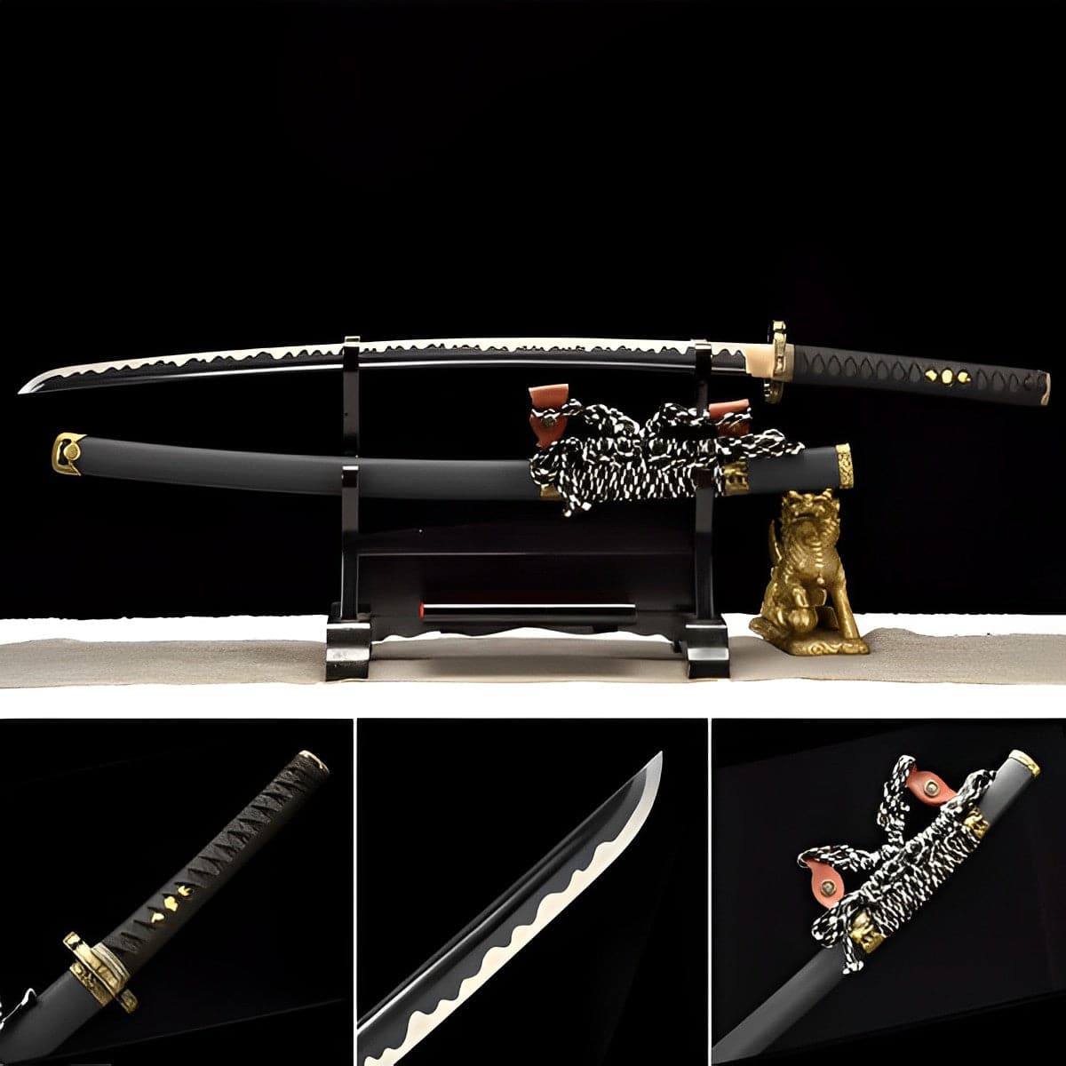 Hand Forged Japanese Samurai Katana Lion T10 Carbon steel Full Tang - Tophatter Daily Deals