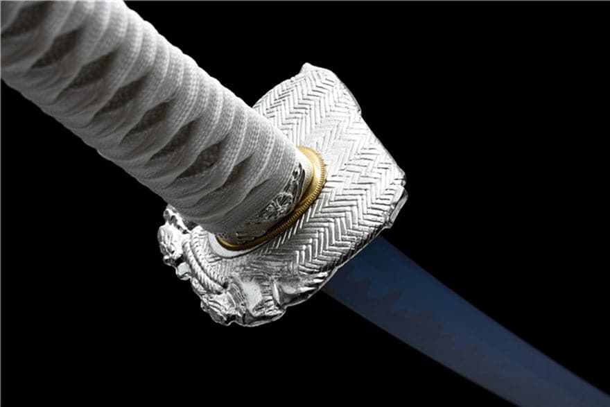 Hand Forged Japanese Samurai Katana Lobelia High Manganese Steel Baked Blue Blade - Tophatter Daily Deals