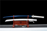 Hand Forged Japanese Samurai Katana Lobelia High Manganese Steel Baked Blue Blade - Tophatter Daily Deals