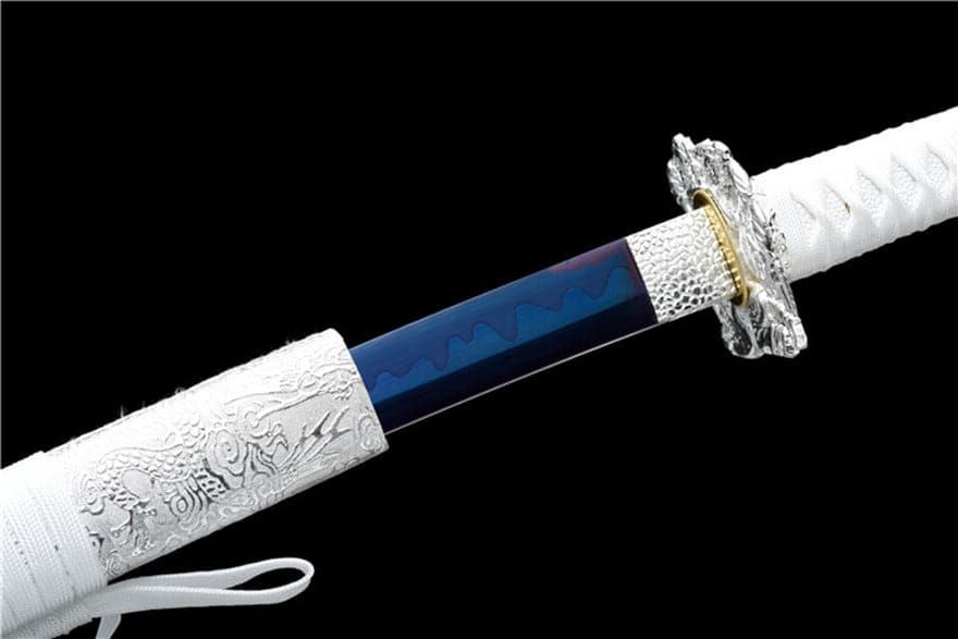 Hand Forged Japanese Samurai Katana Lobelia High Manganese Steel Baked Blue Blade - Tophatter Daily Deals