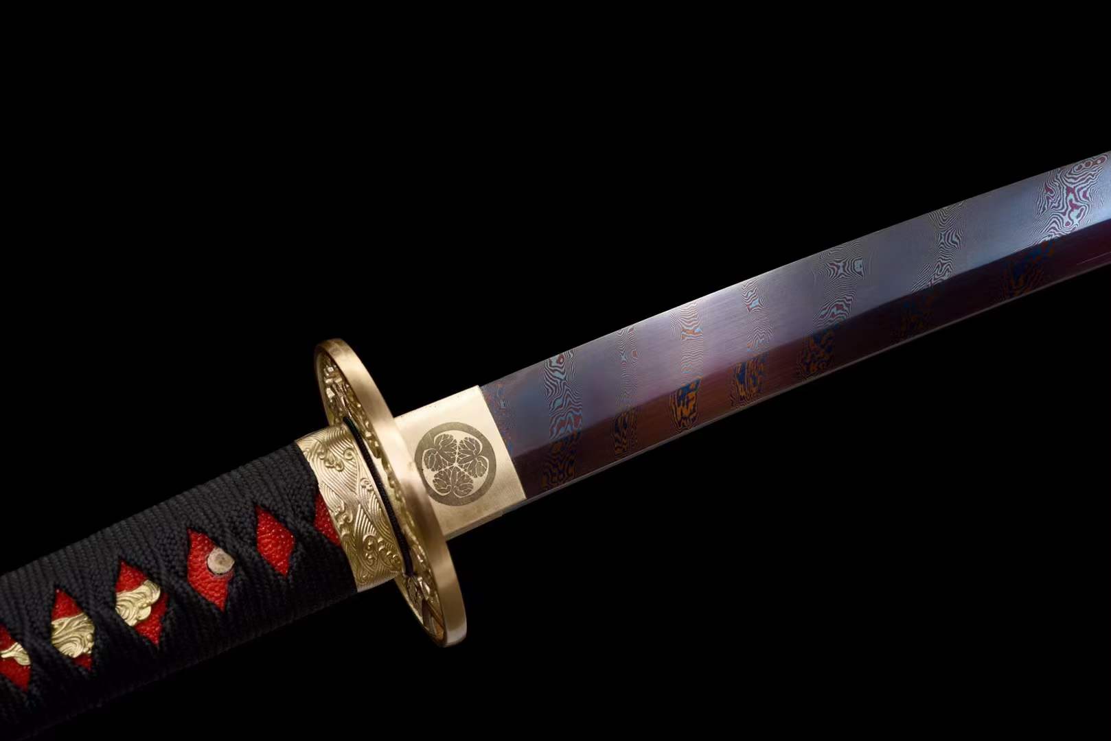 Hand Forged Japanese Samurai Katana Naraka：Bladepoint Pattern Steel Blade baking blue - Tophatter Daily Deals